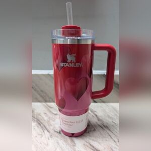 Stanley And Target Colab Heart Design Tumbler with Lid and Straw